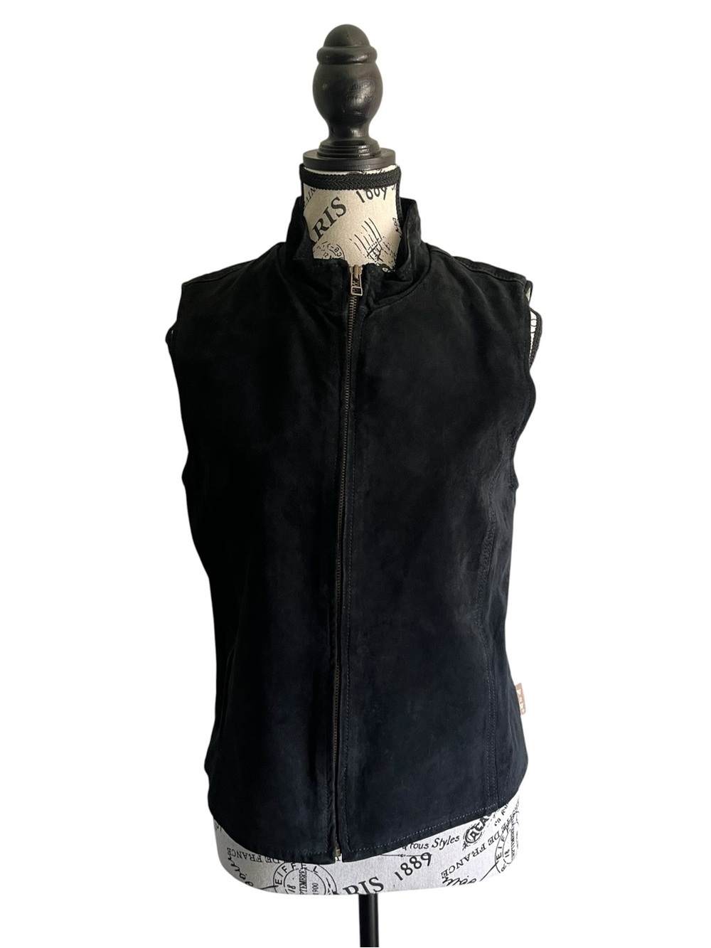 🇨🇦 Vintage Y2K W2W Original Brand Black Suede Look Vest Zip Front